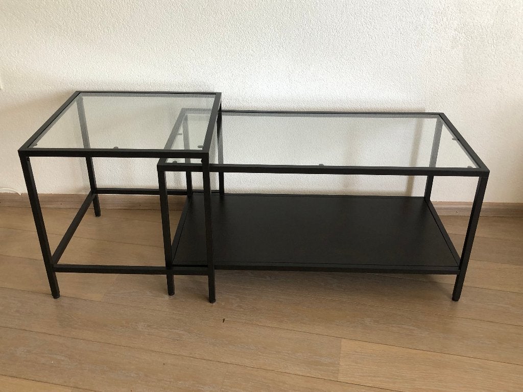 Glazen  Bijzettafel, Huis en Inrichting, Tafels | Bijzettafels, 75 cm of meer, Rechthoekig, Ophalen, 45 tot 60 cm