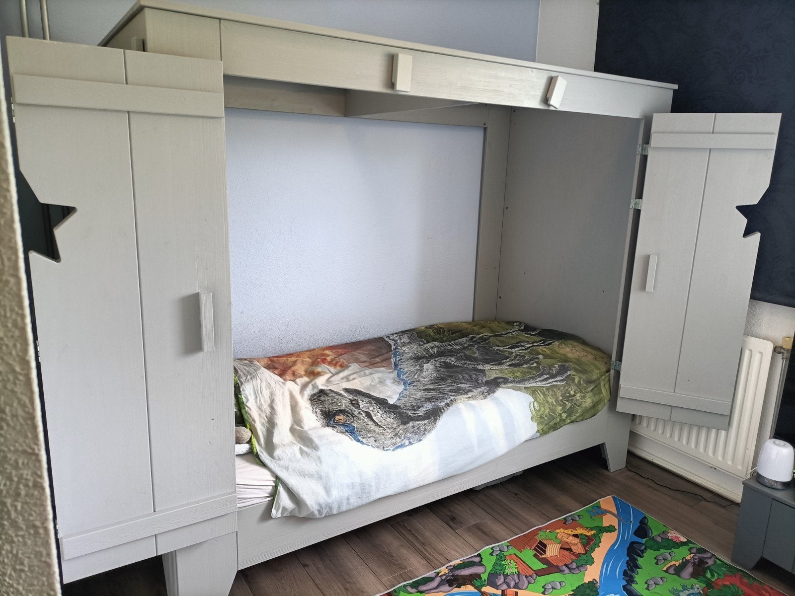 Kinderbed bedstee stour., Ophalen, 85 tot 100 cm, Gebruikt, Lattenbodem