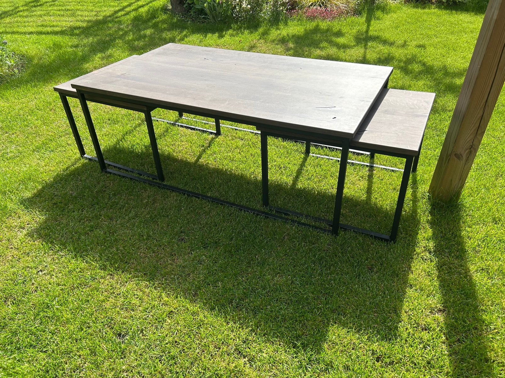 Salontafel met twee onderschuiftafeltjes., Huis en Inrichting, Tafels | Salontafels, Ophalen, 100 tot 150 cm, 50 tot 100 cm, Zo goed als nieuw