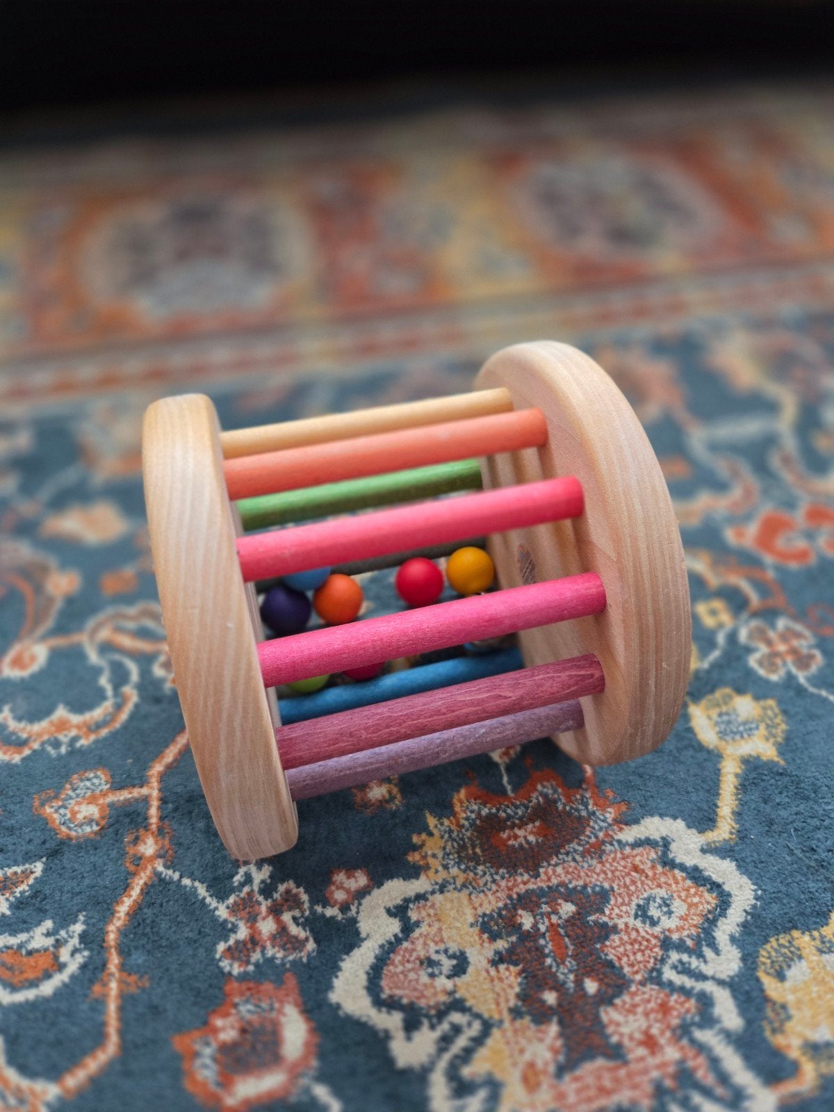 Grimm's Houten Rammelaar Regenboog, Ophalen of Verzenden, Zo goed als nieuw, Rammelaar, Met geluid