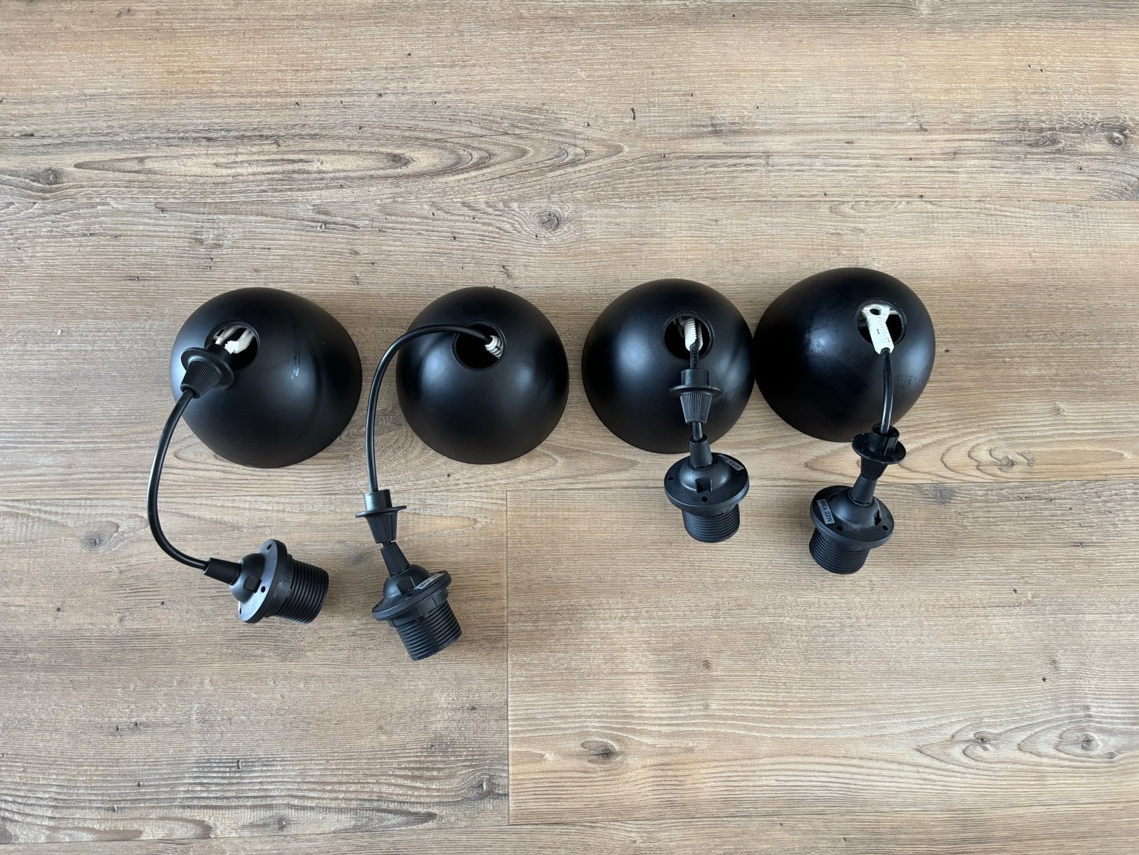 4x IKEA Hemma snoerpendel, zwart, 20 cm, Gebruikt, Overige typen, IKEA, E27 (groot)