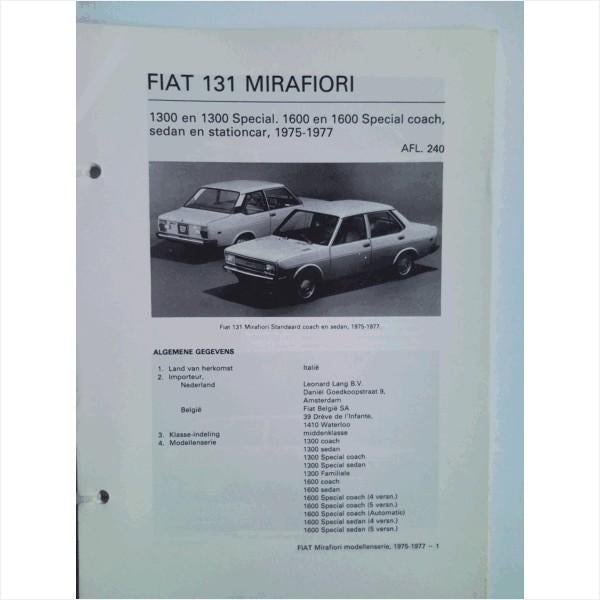 Fiat 131 Vraagbaak losbladig 1975-1977 #1 Nederlands, Ophalen of Verzenden, Gelezen, Overige merken
