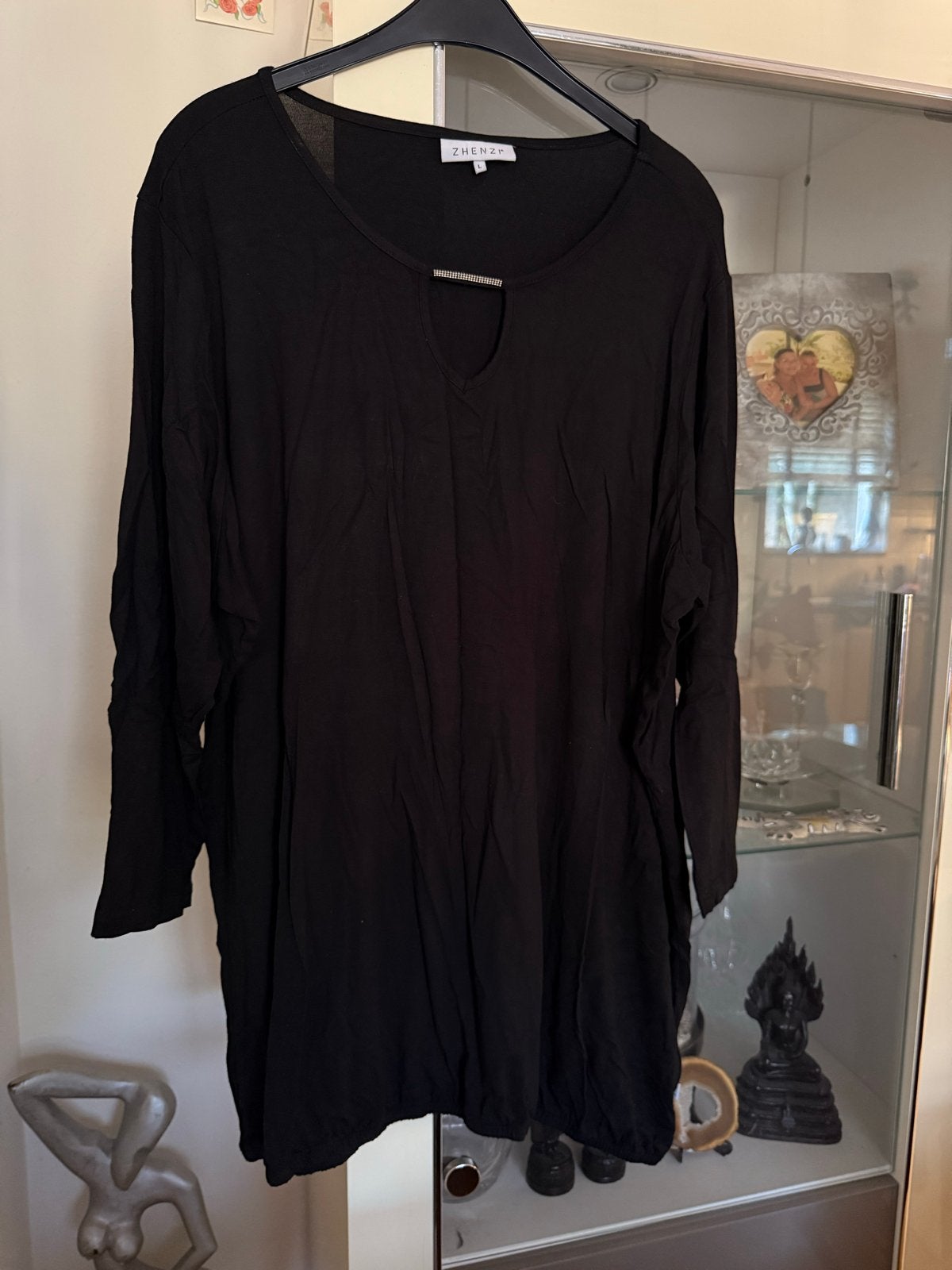 Zhenzi Tuniek Zwart Maat L (50/52) met Lange Mouwen, Ophalen of Verzenden, Zo goed als nieuw, Zwart, Blouse of Tuniek