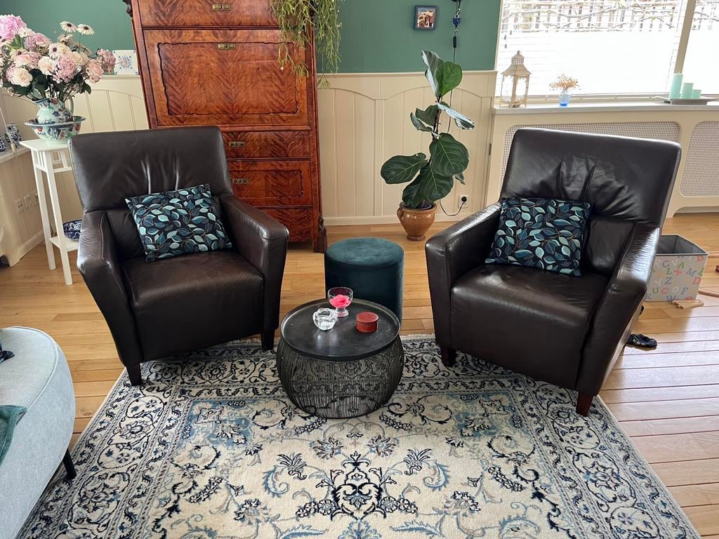 2 Eijerkamp leren fauteuils, Huis en Inrichting, Fauteuils, Ophalen, Zo goed als nieuw, Modern, 50 tot 75 cm