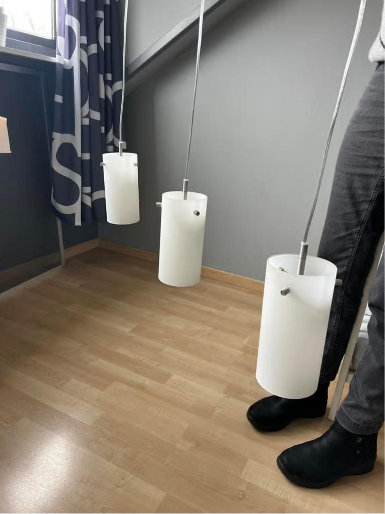Hanglamp rvs melkglas, Ophalen, Zo goed als nieuw, Minder dan 50 cm