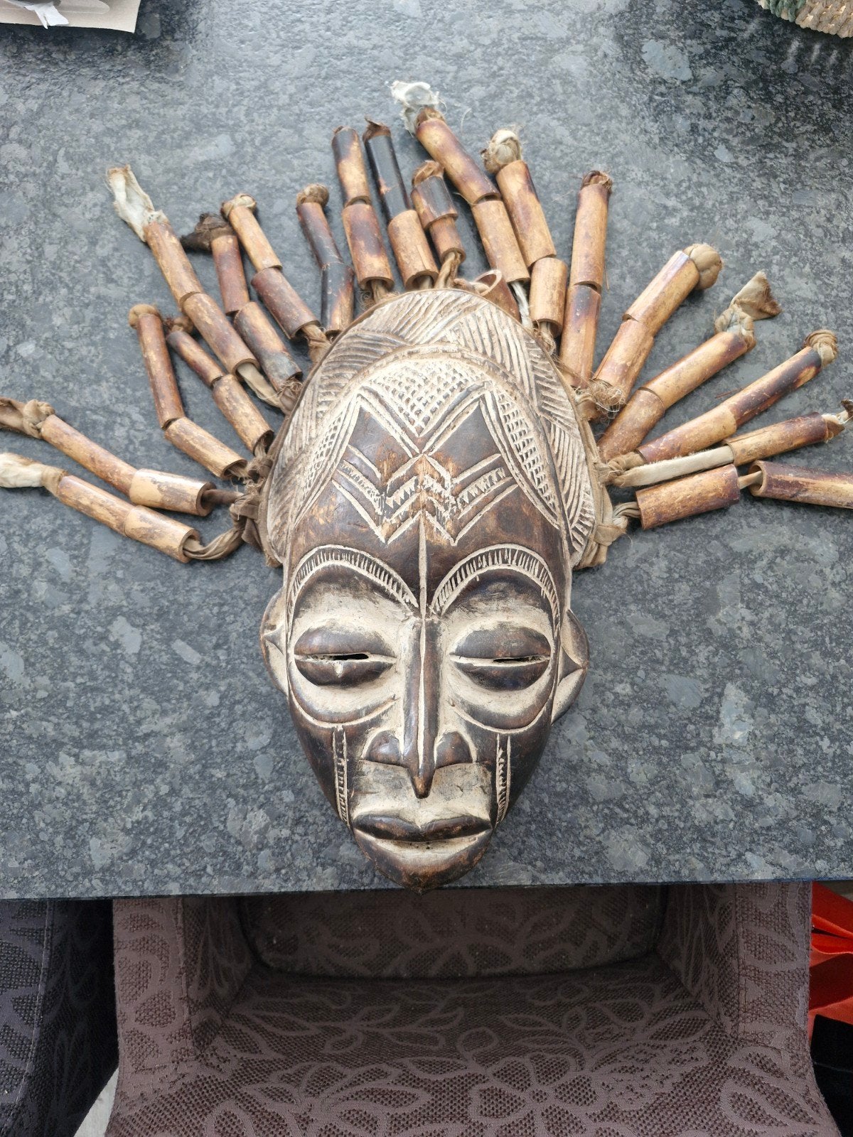 afrikaans Chokwe / Tjokwe masker, 36 cm, Gebruikt, 20 cm, Hout