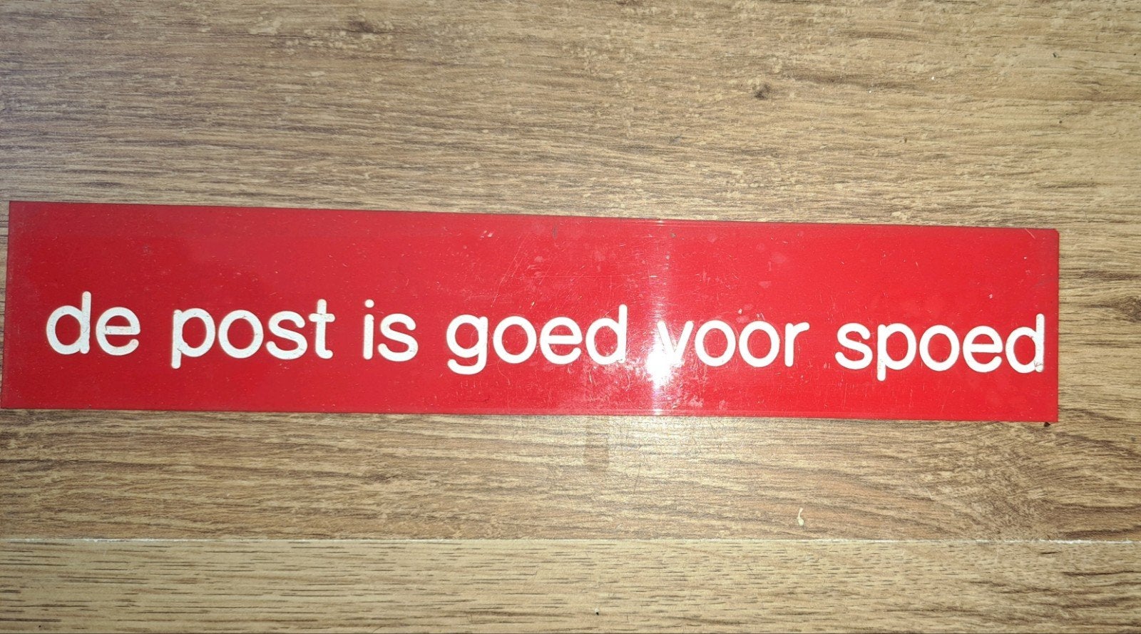 Oud PTT POST Reclame Slogan bordje - 'de post is goed, Reclamebord, Gebruikt, Onbekend, Ophalen of Verzenden