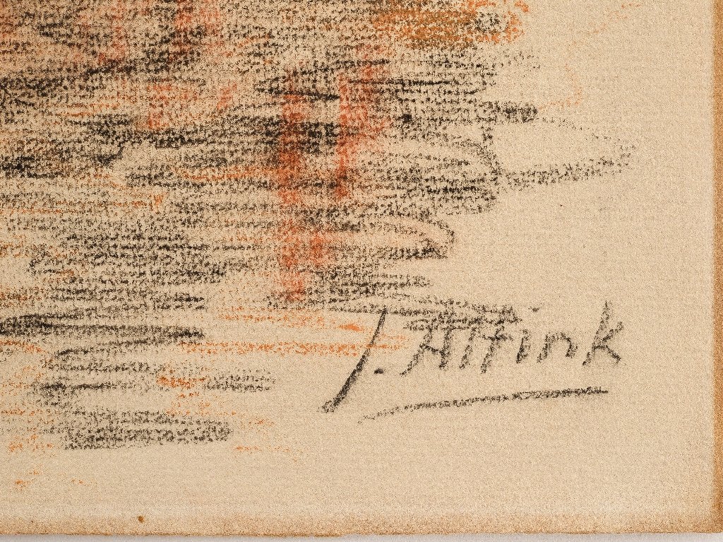 Jan Altink(1885)Tekening "Gezicht Groning Winschoterdiep"Ges, Antiek en Kunst, Kunst | Schilderijen | Modern, Landschap, Ingelijst