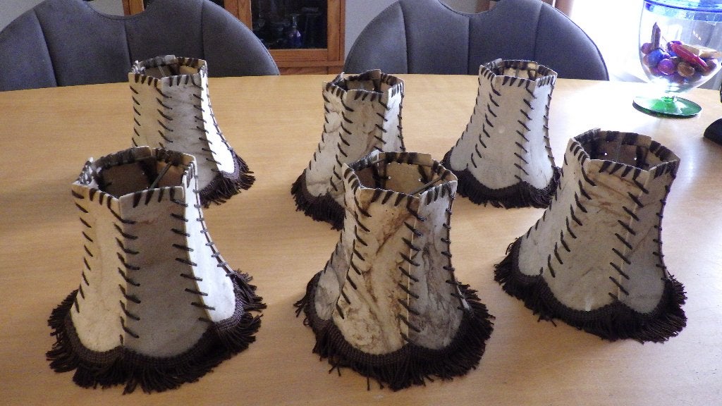 6 mooie lampenkappen, Ophalen of Verzenden, Gebruikt, Rond