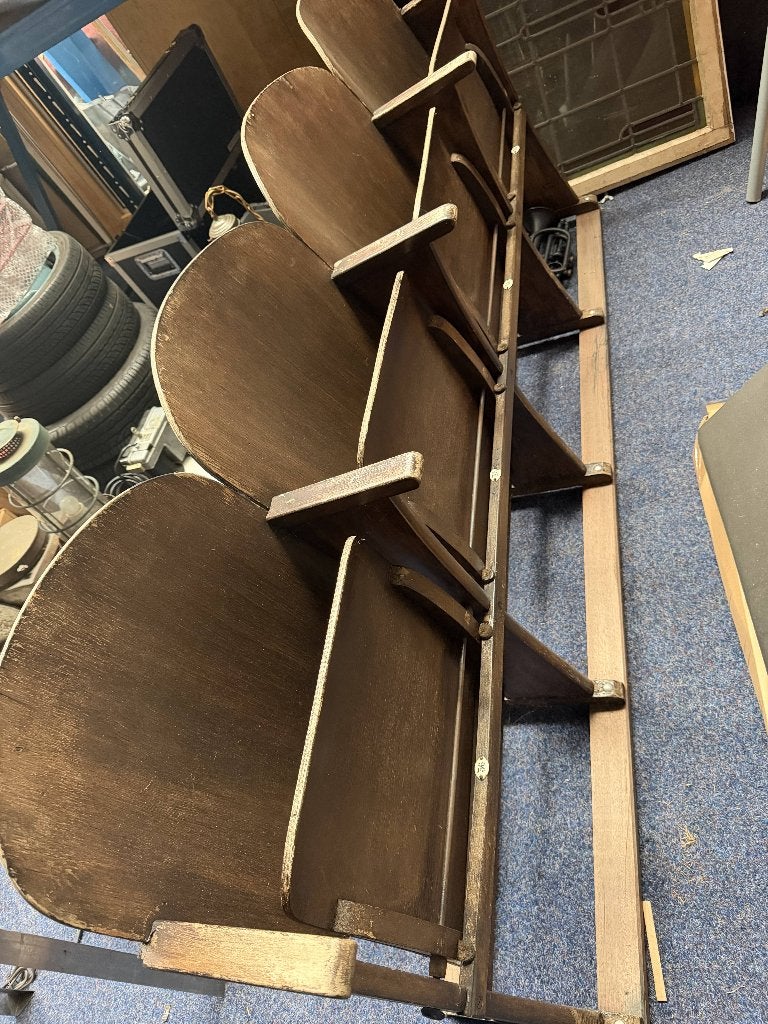 vintage theater bioscoop stoelen bank, Ophalen, Gebruikt, Bruin, Vintage