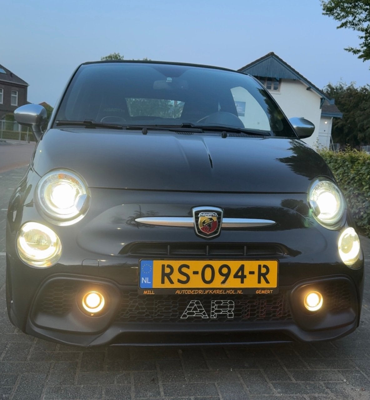 🖤Fiat 500 Abarth Turismo 595 Cabrio Automaat - Leer - 165pk, Auto's, Voorwielaandrijving, Zwart, 4 cilinders, Zwart