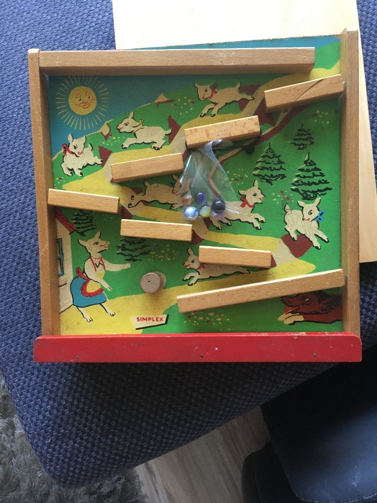 vintage houten knikkerbaan merk simplex jaren ,50, Ophalen of Verzenden, Gebruikt, Overige typen