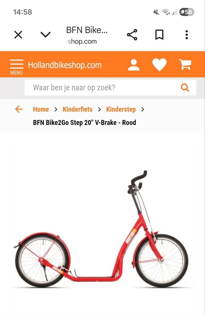 Koopje! ✨ Stoere rode step met grote wielen en V-brake, Ophalen of Verzenden, Nieuw, Gewone step, BFN Bike2Go