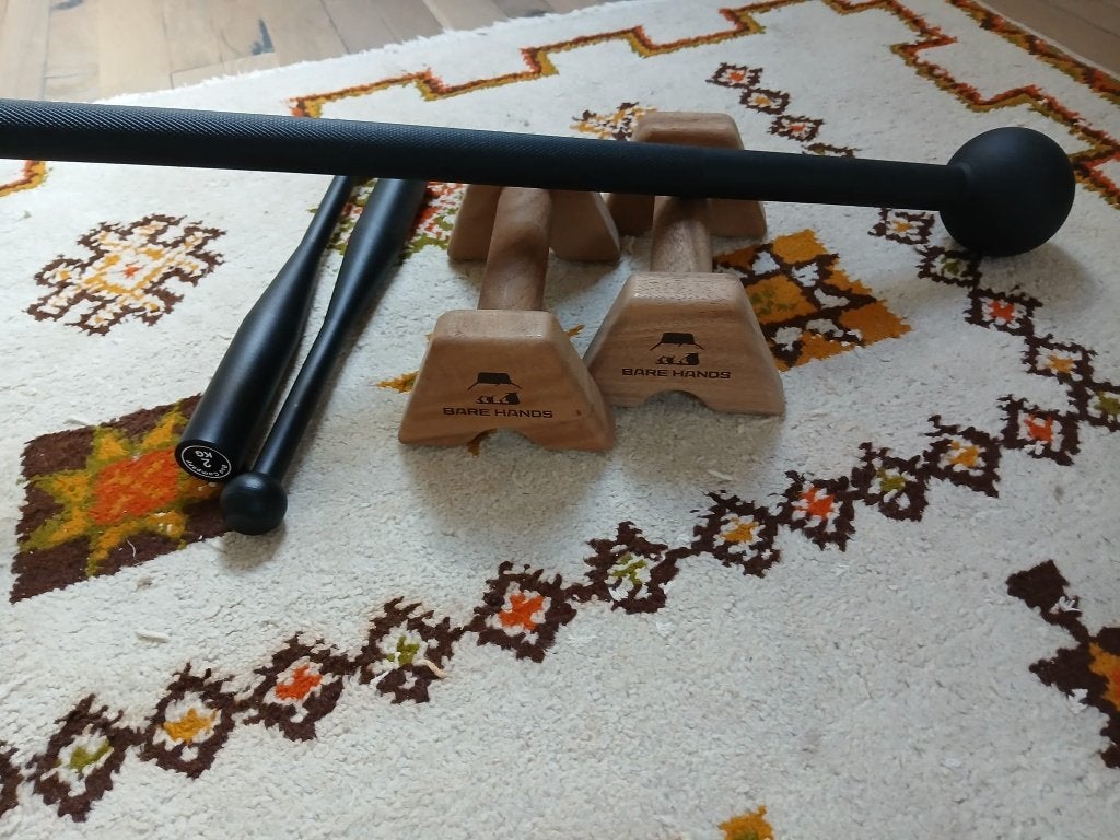 Set macebell, Indian clubs en push-up parallette grips, Ophalen, Zo goed als nieuw, Armen, Overige typen