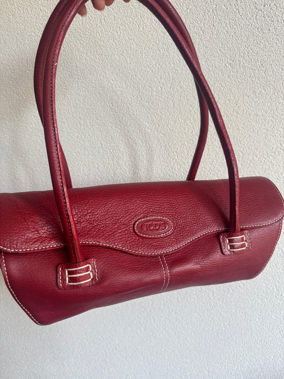 Tod’s rode leren schouder tas, Schoudertasje, Tods, Ophalen of Verzenden, Zo goed als nieuw