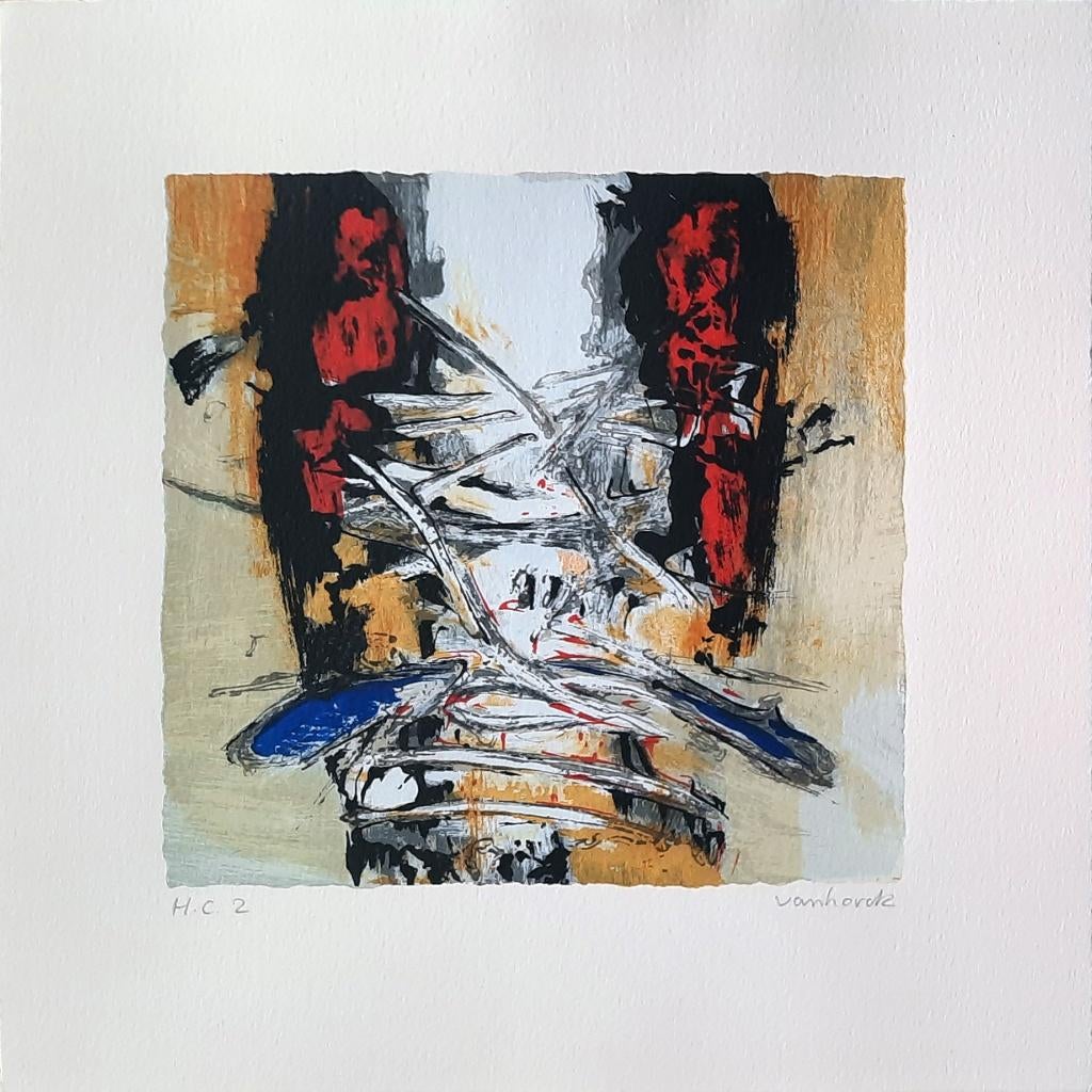 Zonder Titel HC2 - Kunstenaar: Hans Vanhorck, Antiek en Kunst, Kunst | Litho's en Zeefdrukken, Ophalen of Verzenden