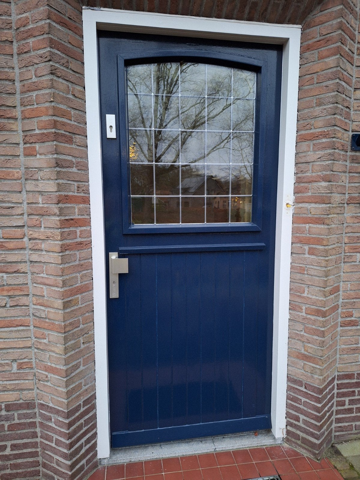 Voordeur met glas in lood raam, Gebruikt, Raamkozijn, 150 tot 225 cm, Inclusief glas