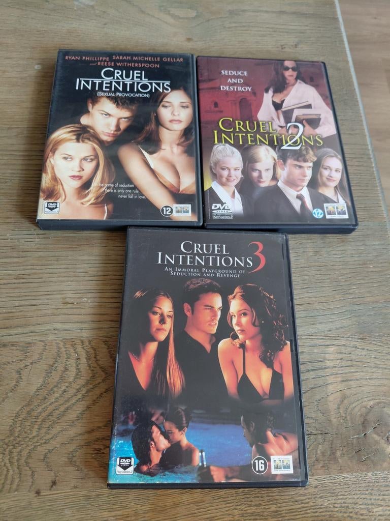 Cruel Intentions 1,2,3 op dvd., Vanaf 16 jaar, Ophalen of Verzenden, Zo goed als nieuw