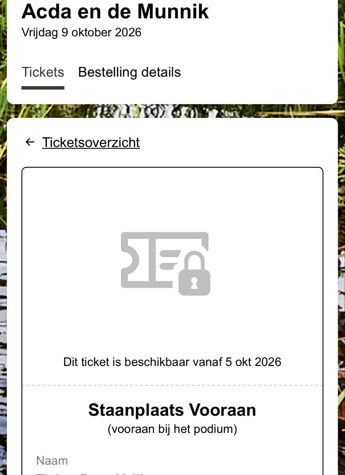 1x staplaats vooraan Acda en de Munnik Ziggo Dome 9 oktober, Eén persoon, Oktober