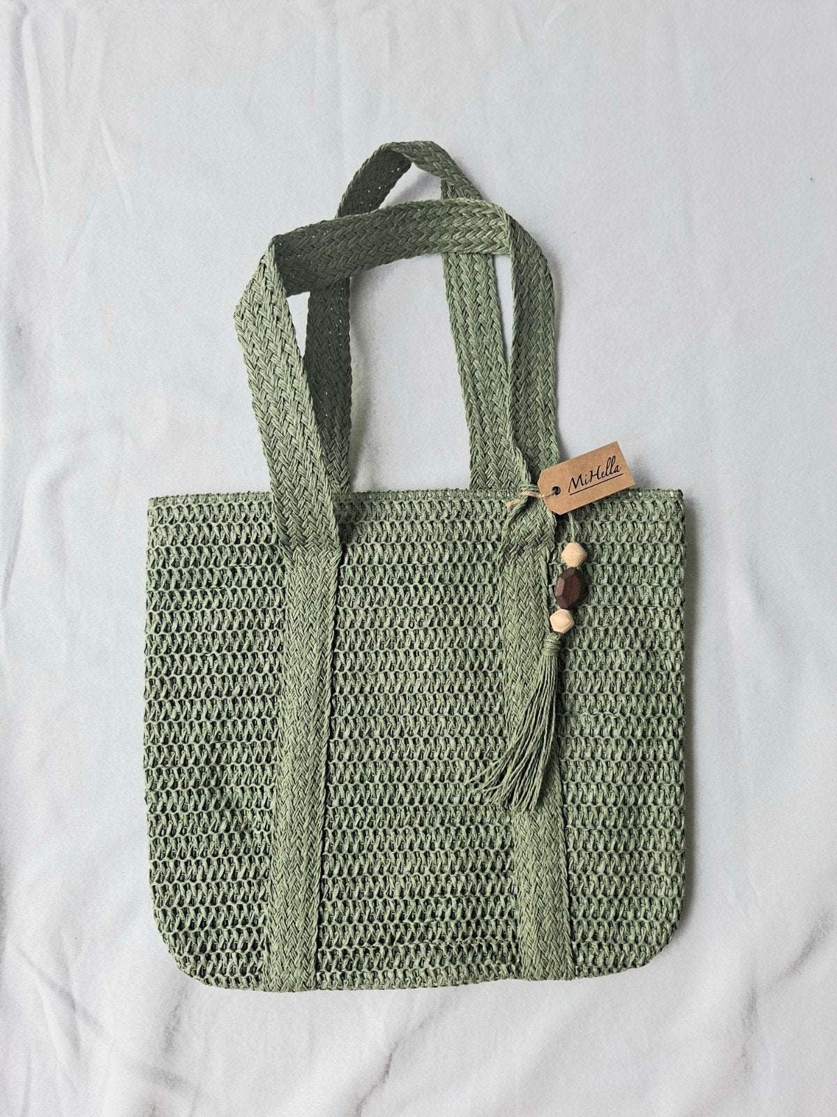 Stijlvolle Groene Gehaakte Strand Tas - Nieuw!, Overige typen, Onbekend, Nieuw, Ophalen of Verzenden
