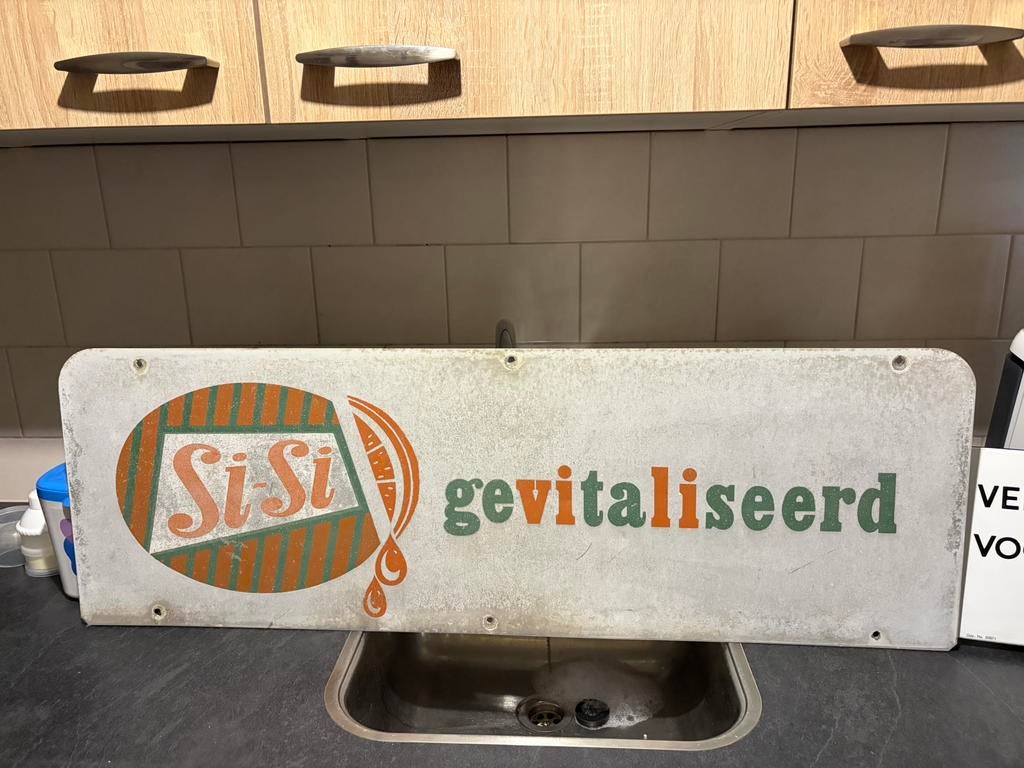 Blikken reclamebord sisi, Verzamelen, Ophalen of Verzenden, Gebruikt, Reclamebord