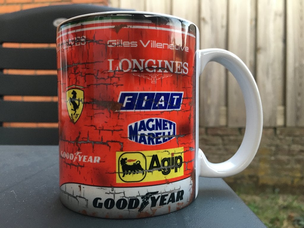 ✅ Gilles Villeneuve Ferrari 27 mok Vintage olie F1 Autosport, Ophalen of Verzenden, Nieuw, Formule 1