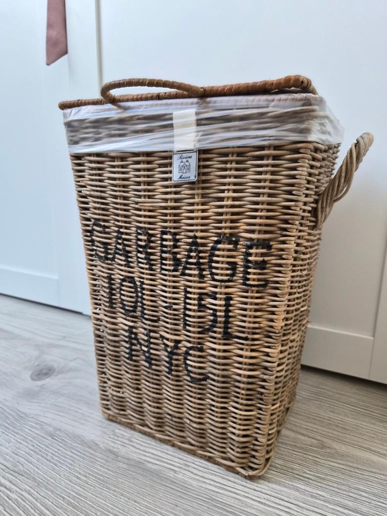 Riviera Maison Rattan Prullenbak - Kleine Versie, Gebruikt, Ophalen of Verzenden, Minder dan 10 liter, Riet