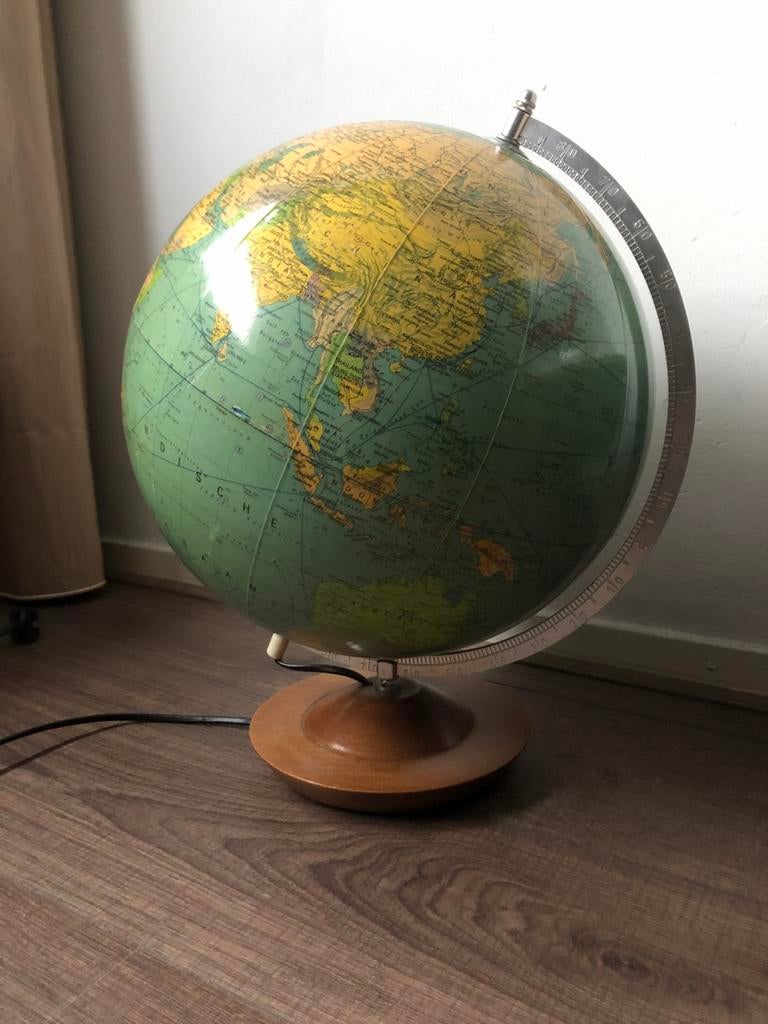 Wereldbol - globe vintage 33 cm, Ophalen of Verzenden, Verlicht, Gebruikt