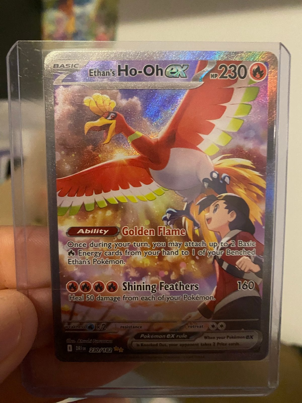 Ethan's Ho-Oh ex 230/182 - Pokémon kaart, Hobby en Vrije tijd, Ophalen of Verzenden, Zo goed als nieuw, Losse kaart, Foil