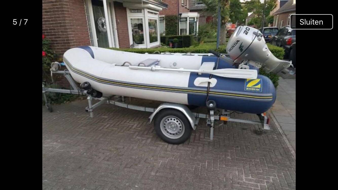 Zodiac Cadet 340 met Honda 20pk motorboot, Ophalen, Gebruikt, 1 cm, Zodiac