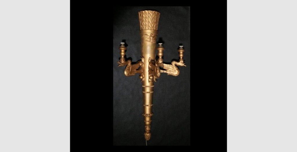 Neoclassical Torch Lamp with Swans and Eagle 19th c, Ophalen of Verzenden