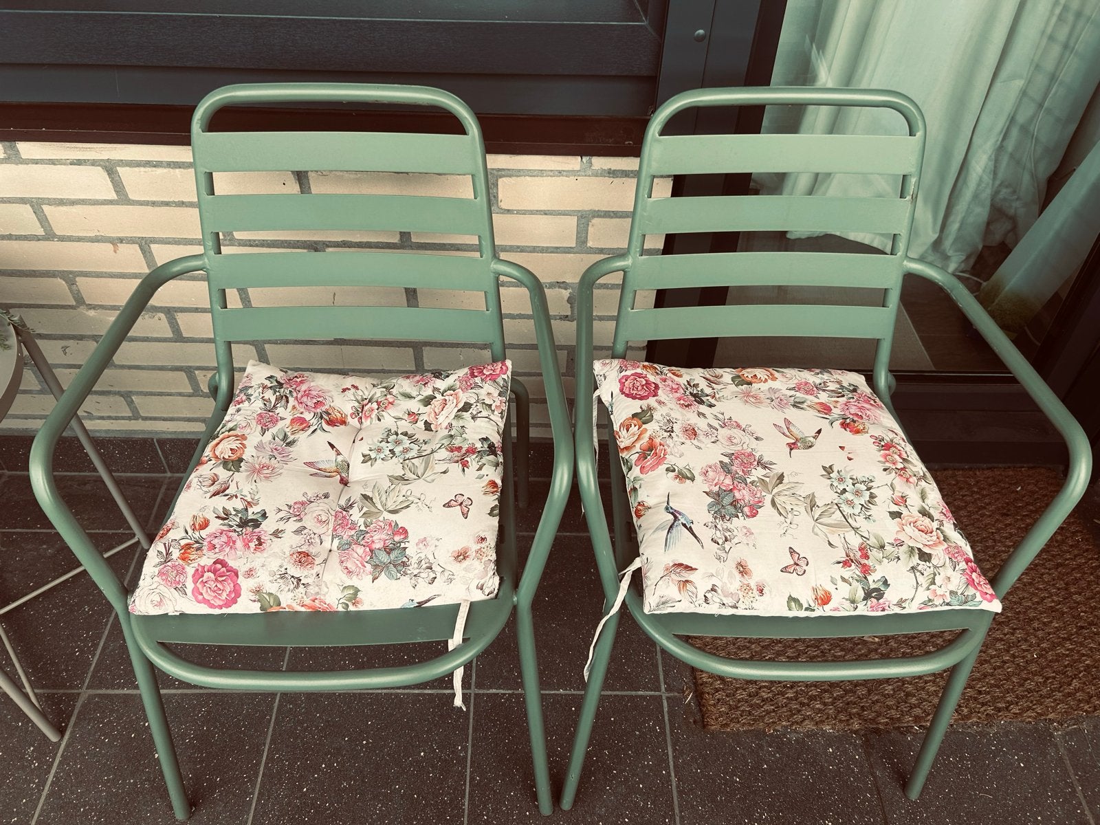 4 metalen tuinstoelen met kussens, Tuin en Terras, Ophalen, Gebruikt, Metaal