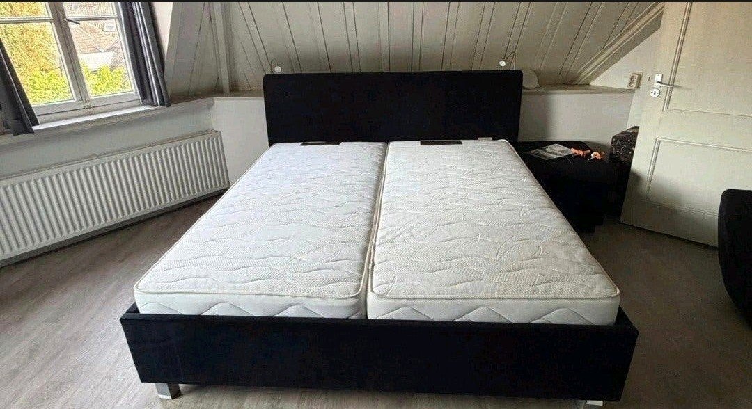 boxspring zwart velvet 180x200 cm MOET NU WEG !!, Ophalen, Zwart, Tweepersoons, Zo goed als nieuw