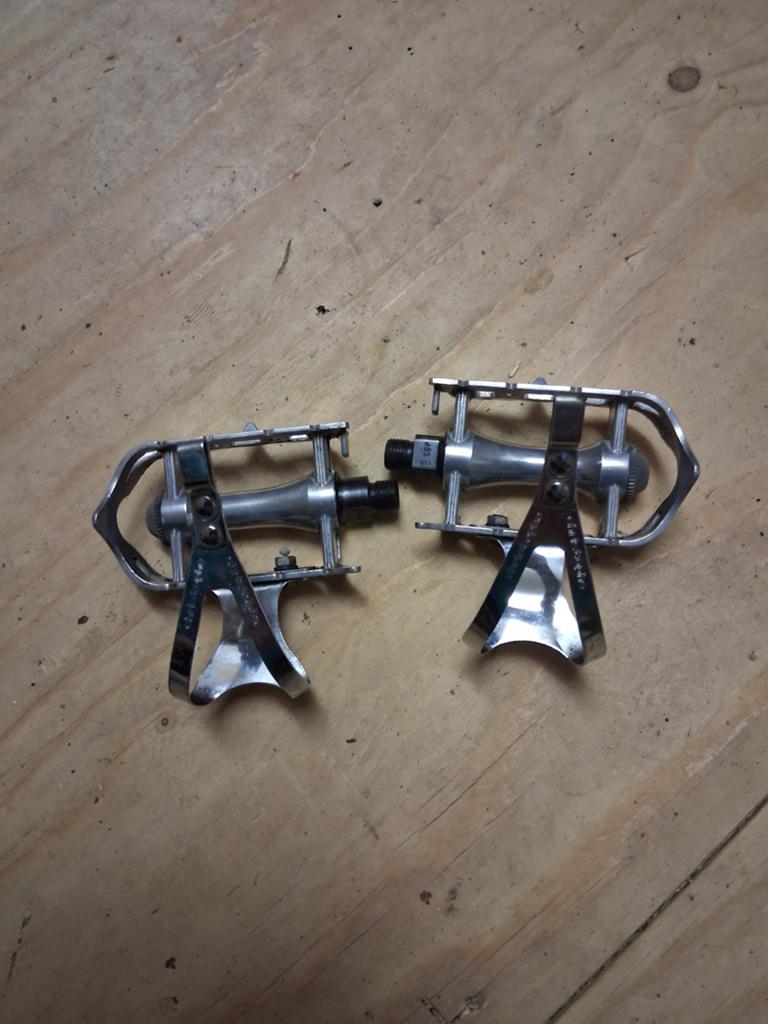 Setje sr retro pedalen met toeclips, Ophalen of Verzenden, Staal