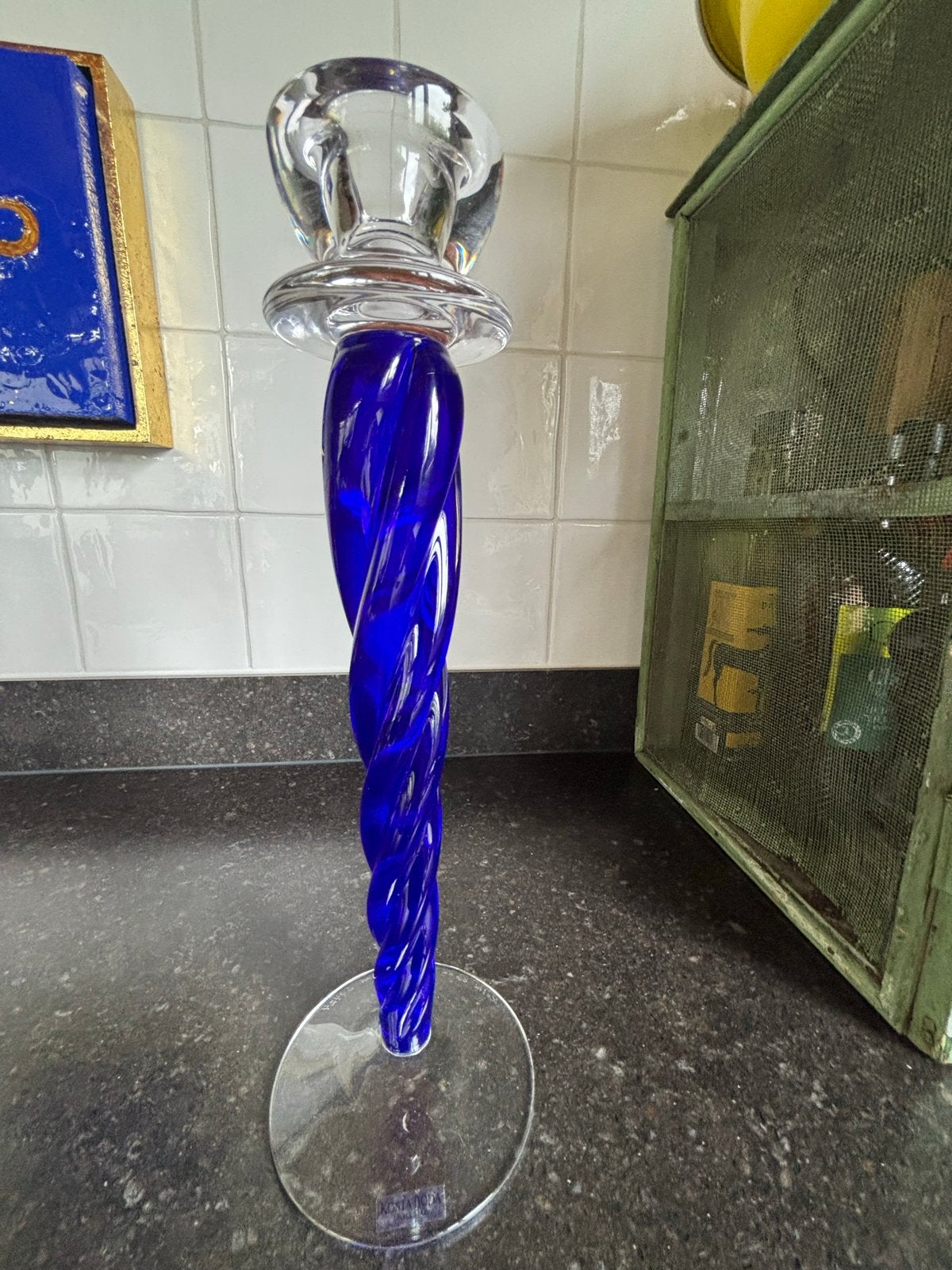 Kosta Boda kandelaar Ann Wahlström - Kobaltblauw glas, Ophalen of Verzenden, Glas