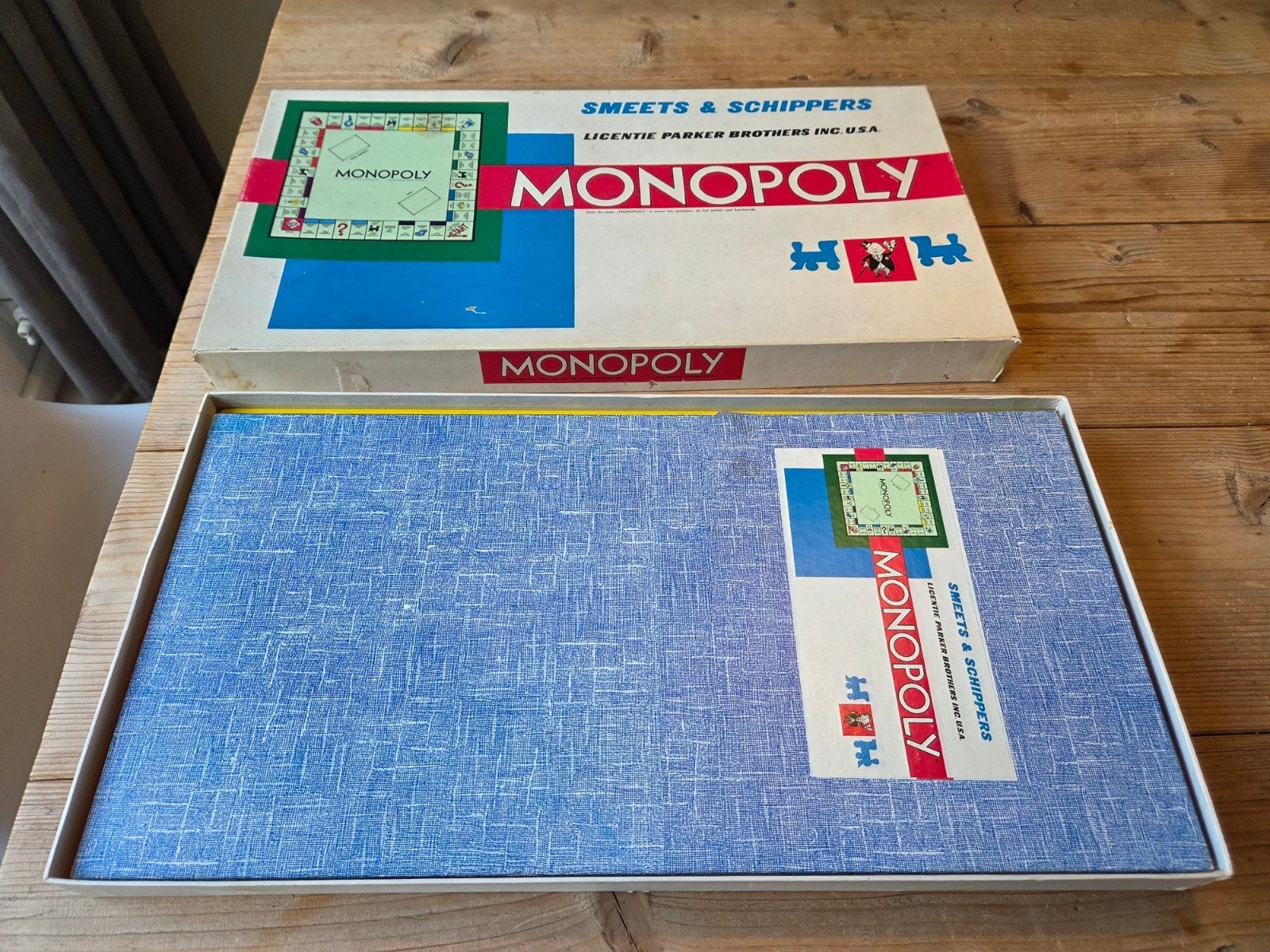 Oud Monopoly Bordspel - guldens 1968 witte doos Smeets & Sch, Hobby en Vrije tijd, Drie of vier spelers, Ophalen of Verzenden