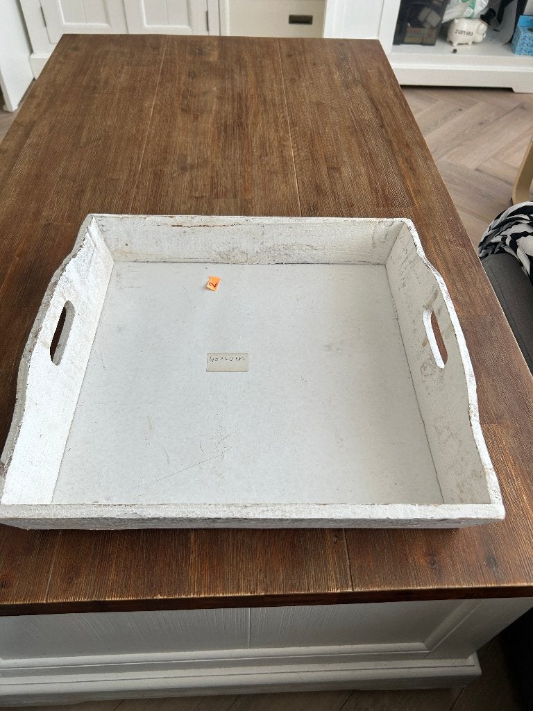 Witte houten dienblad 40x40 cm, Huis en Inrichting, Woonaccessoires | Dienbladen, Gebruikt, Vierkant, Ophalen of Verzenden, Dienblad