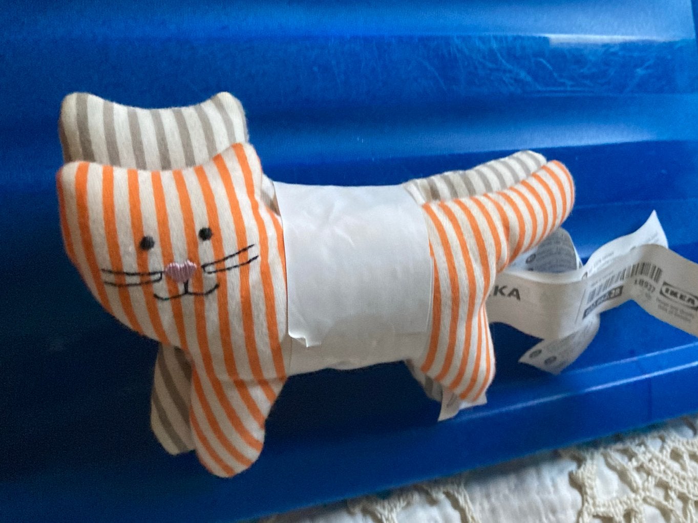 IKEA Rammelbeesten oranje/wit en grijs/wit gestreept, Ophalen of Verzenden, Zo goed als nieuw, Rammelaar