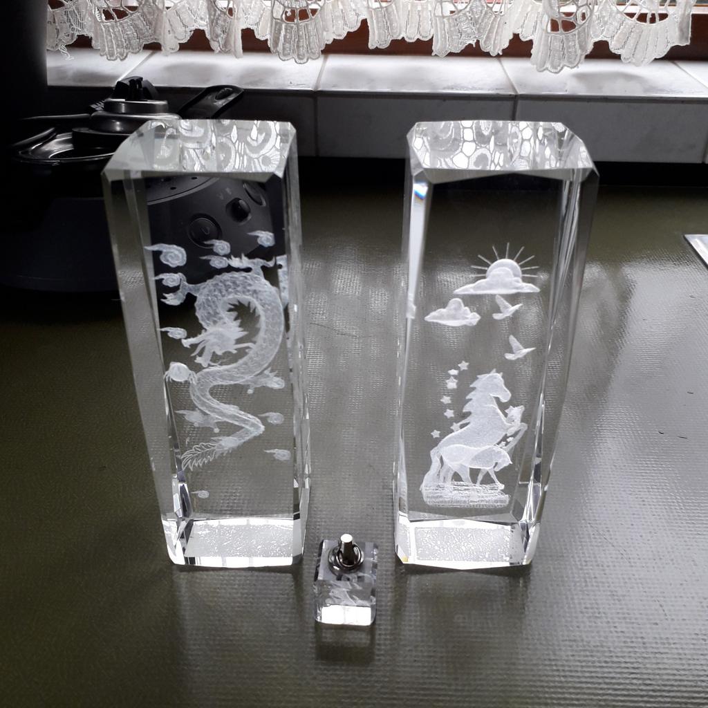 Glazen press lazerblokken 3D afbeelding draak paard eenhoorn, Ophalen, Dier