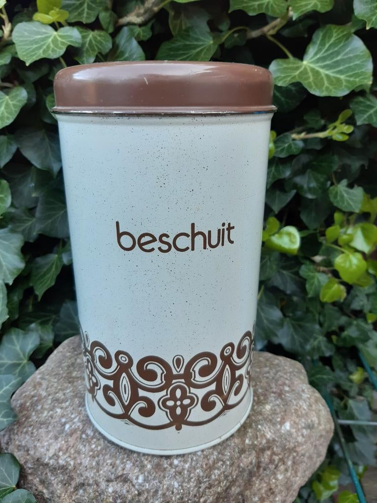 Brabantia emaille beschuit bus creme / bruin dessin, Huis en Inrichting, Ophalen of Verzenden