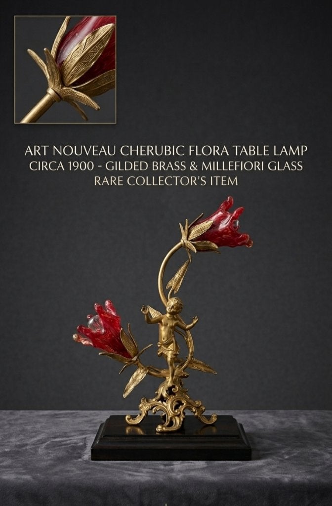 Prachtige Antieke Rococo / Art Nouveau Tafellamp, Antiek en Kunst, Antiek | Lampen, Ophalen of Verzenden