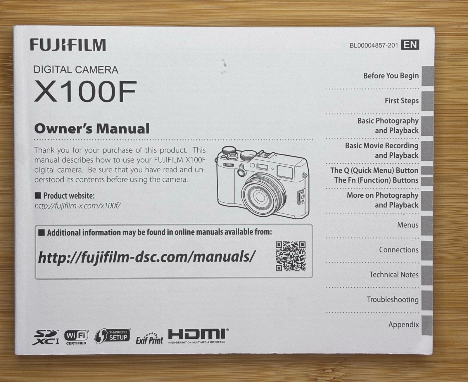 Handleiding Fujifilm X100F engelstalig, Ophalen of Verzenden, Nieuw, Geen optische zoom