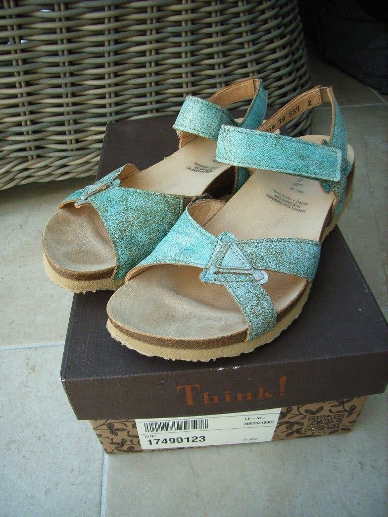 nieuwstaat: Think lederen sandalen Julia turquoise maat 37, Kleding | Dames, Blauw, Think!, Nieuw, Sandalen of Muiltjes