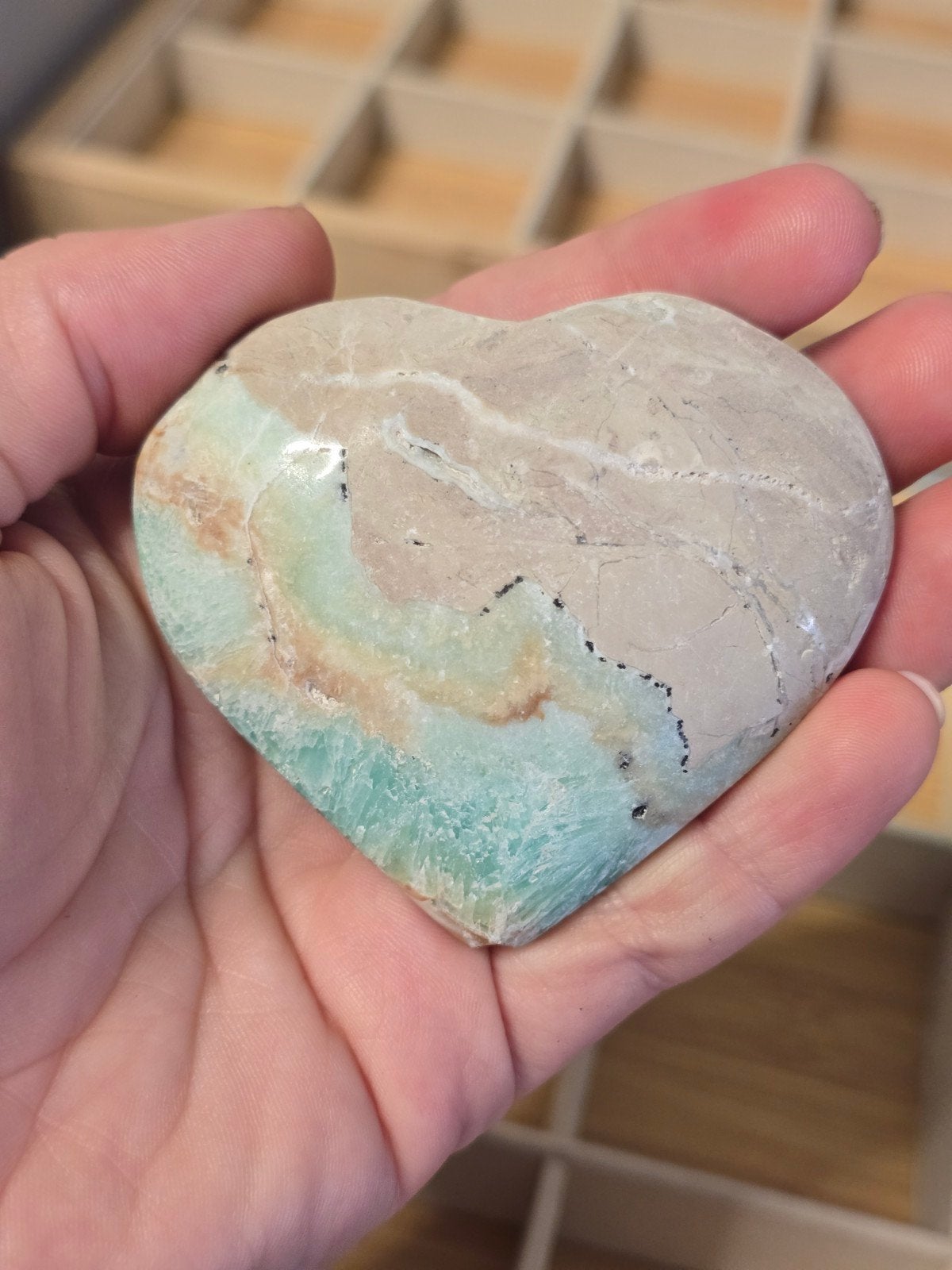 Caribbean calciet hartje, Verzamelen, Ophalen of Verzenden, Mineraal