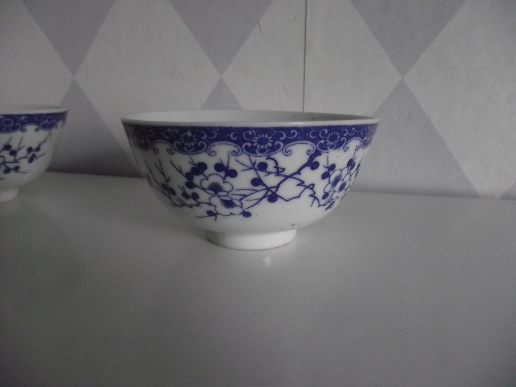 6 vintage wit porselein kersenbloesem rijstkom 12cm Japan ps, Antiek en Kunst, Ophalen of Verzenden