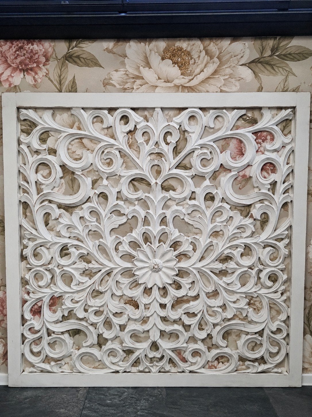 PTMD Groot houten decoratiepaneel met sierlijk snijwerk 92x9, Ophalen, Hout, Wit, Klassiek