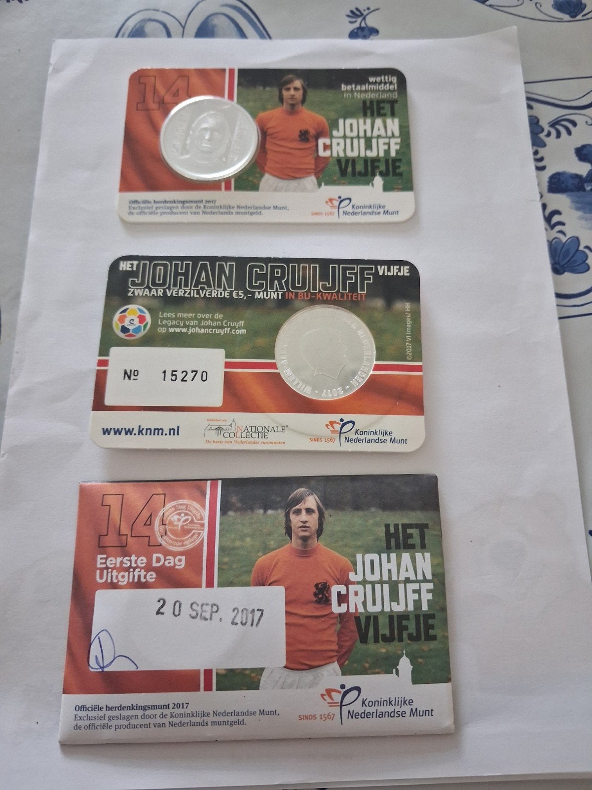 coincards Johan Cruyff vijfje, Ophalen of Verzenden, Koningin Beatrix, Euro's