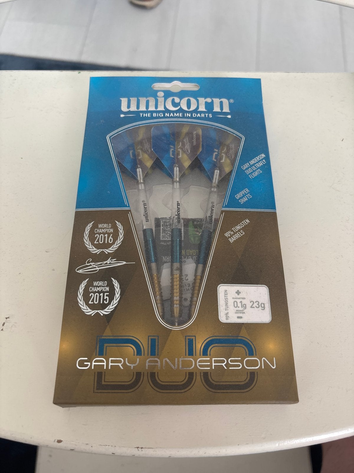Unicorn Gary Anderson Duo Darts 23g - Nieuw in doos, Ophalen of Verzenden, Nieuw, Pijlen