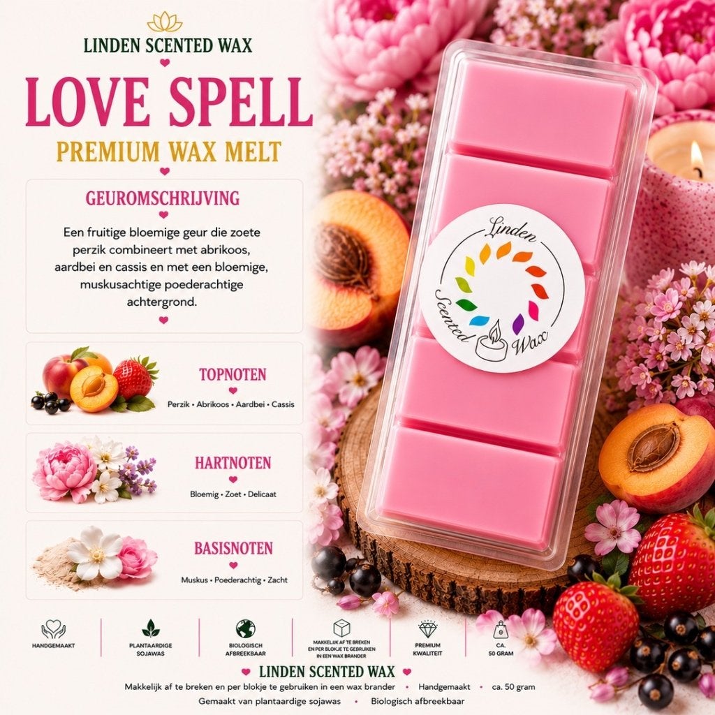 Waxmelts LOVE SPELL parfum geur waxmelt snapbar, Huis en Inrichting, Ophalen of Verzenden, Nieuw, Was, Kaars