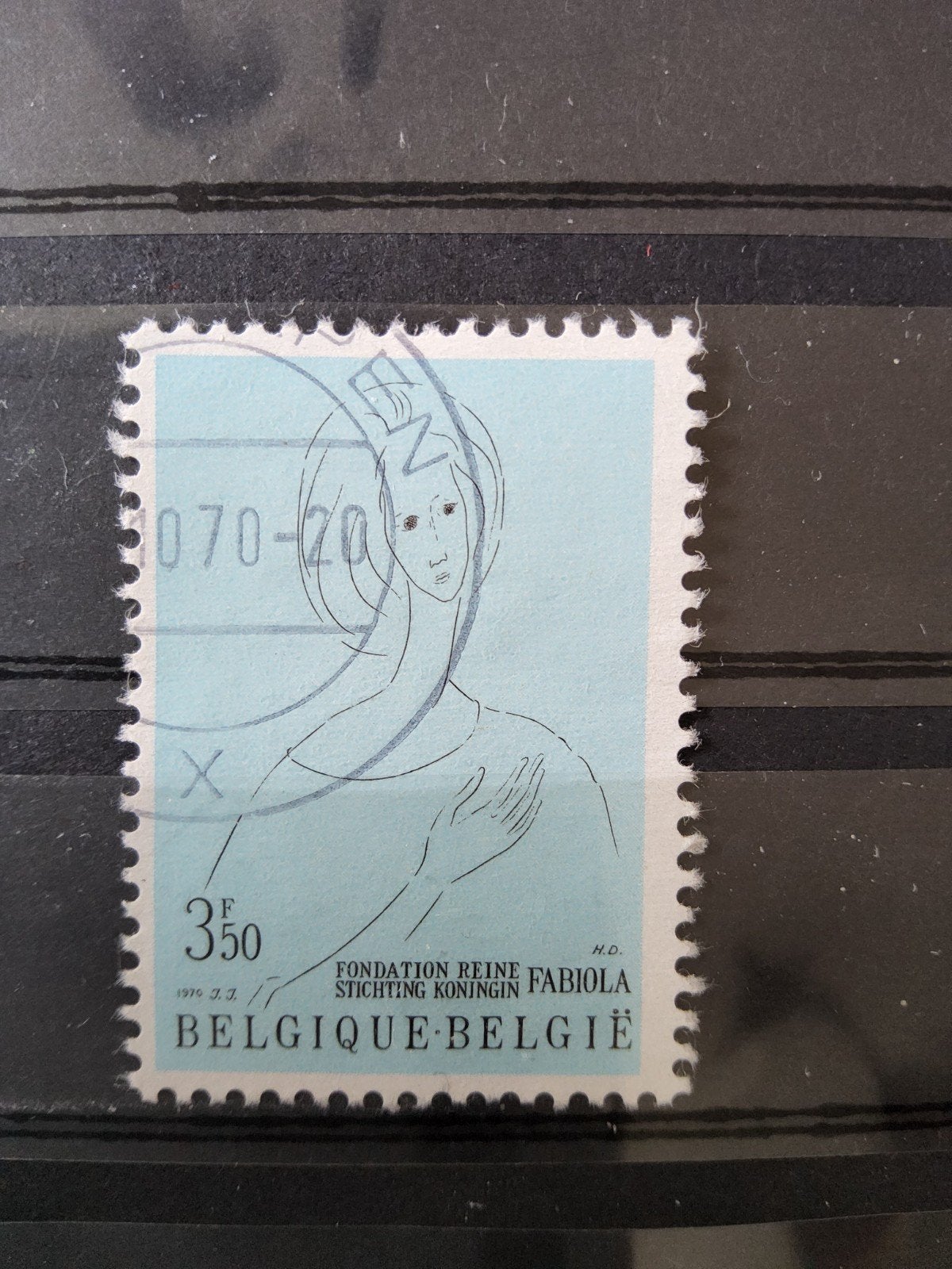 Belgische postzegel Koningin Fabiola 1970, Met stempel, Verzenden, Koninklijk huis, Frankeerzegel